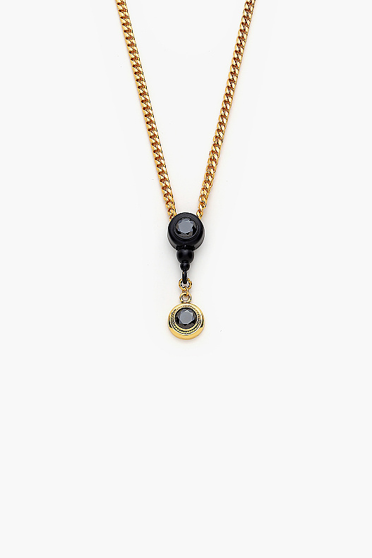 Unfiltered Gold-Plated Black Zircon Charm Chain Necklace - (1)
