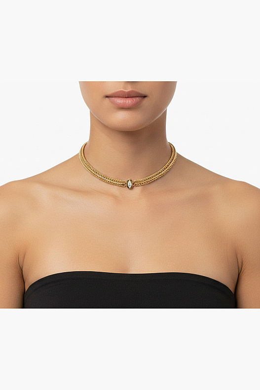 Unity Eye Charm Gold Plated Chain Necklace - (1)