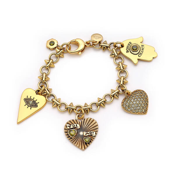 Unity Gold Plated Heart Charm Chain Bracelet - 1