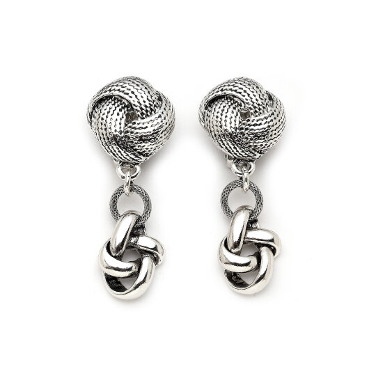 Universe Gümüş Kaplama Klips Küpe - 