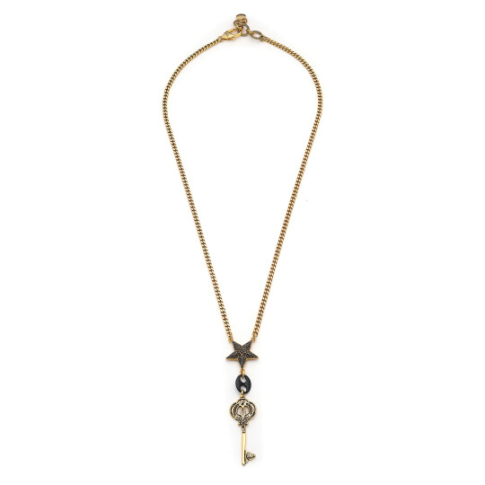Unlocking Destiny Gold Plated Star,Key Charm Chain Necklace 