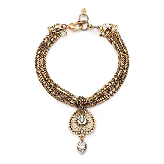 Unwritten Love Drop Heart Charm Gold Plated Chain Necklace - 