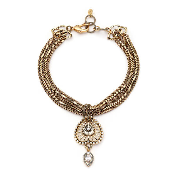 Unwritten Love Drop Heart Charm Gold Plated Chain Necklace - 1