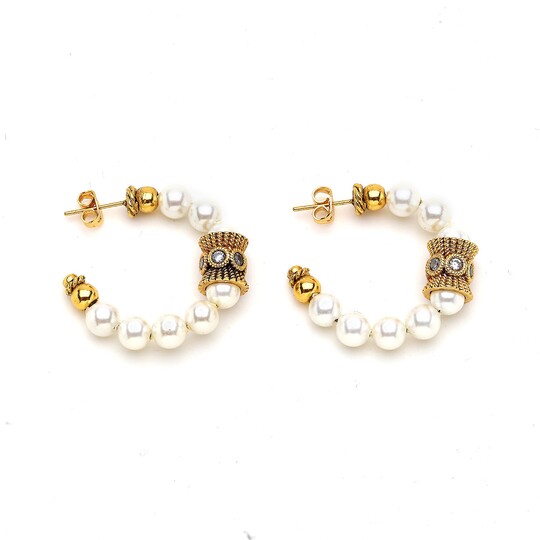 Up in The Air Pearl Hoop Pinned Earrings - (1)