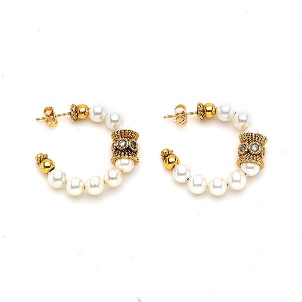 Up in The Air Pearl Hoop Pinned Earrings - 2