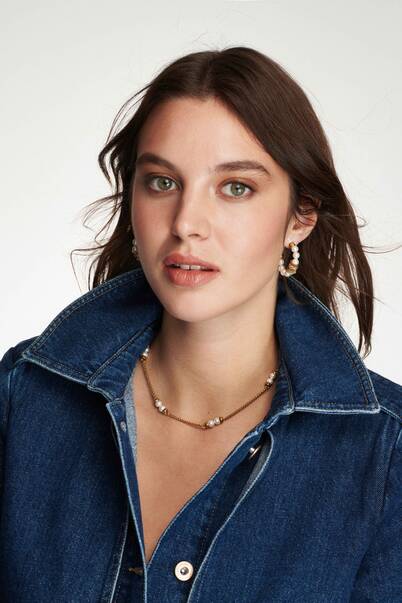 Up in The Air Pearl Hoop Pinned Earrings - 1