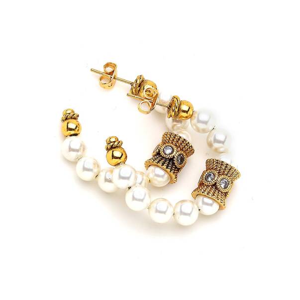 Up in The Air Pearl Hoop Pinned Earrings - 4