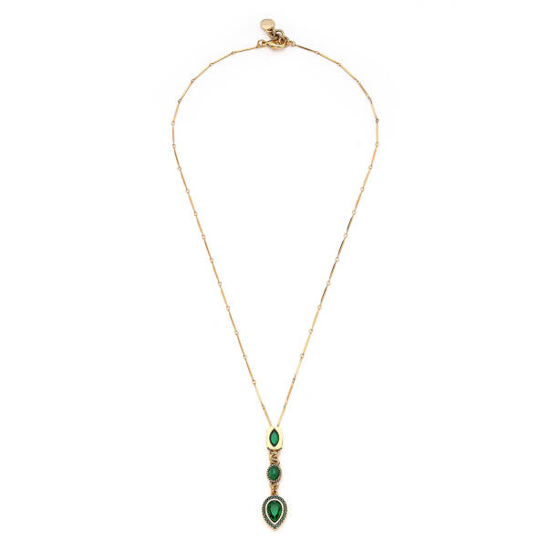 Upside Down Zircon Stone Drop Charm Gold Plated Chain Necklace - 1