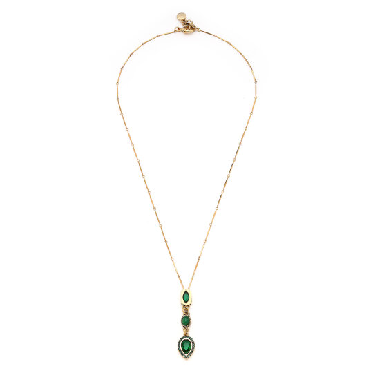 Upside Down Zirkon Taş Damla Charm Altın Kaplama Zincir Kolye - 