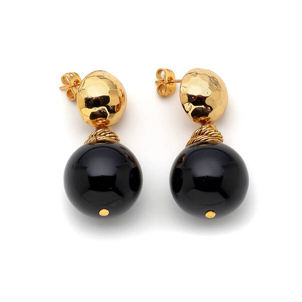 Veil Onyx Pinned Earrings - 2