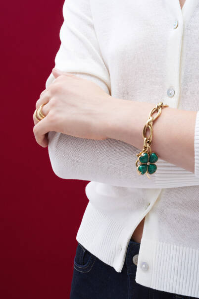 Verdance Malachite Clover Charm Chain Bracelet - 2