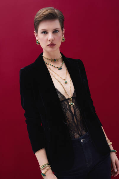 Vessel Zircon Gold Plated Chain Necklace - 6