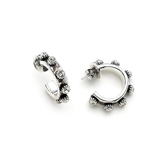 Victoria Silver Plated Zircon Hoop Pinned Earrings - 