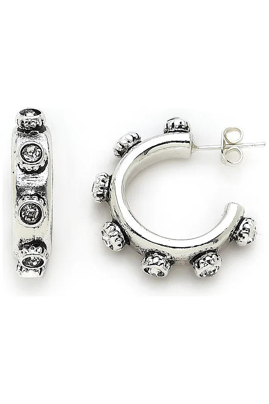 Victoria Silver Plated Zircon Hoop Pinned Earrings 