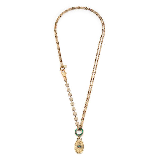 Vintage Eye Zircon Eye Charm Gold Plated Chain Necklace - 1