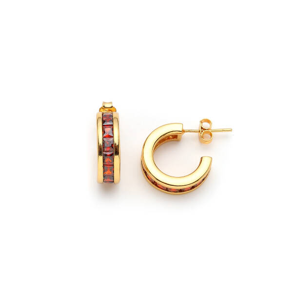Vireo Zircon Stone Gold Plated Pinned Hoop Earring
