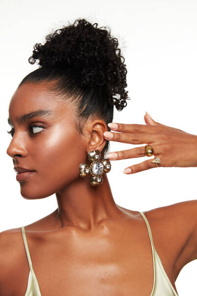 Wanda Gold Plated Crystal Clover Clip-On Earrings - 5