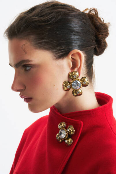 Wanda Gold Plated Crystal Clover Clip-On Earrings - 3