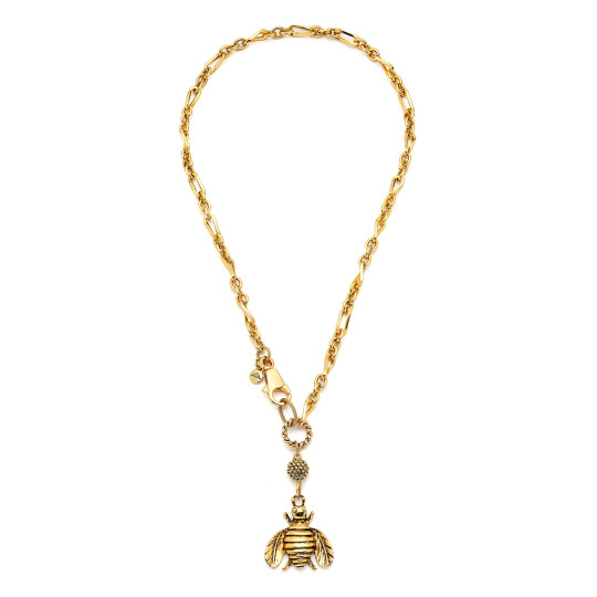 Wasp Bee Charm Pearl Necklace 