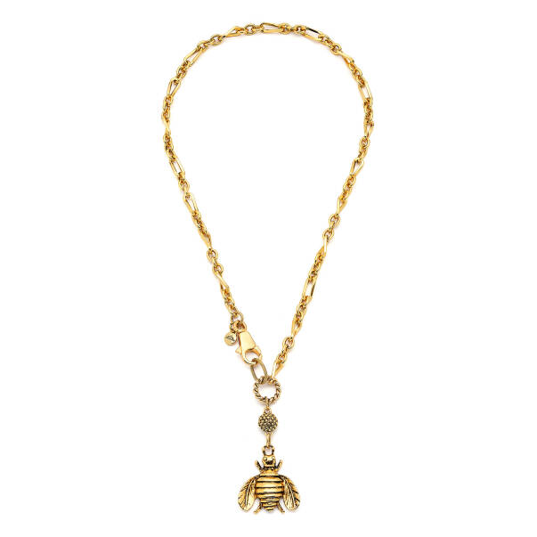 Wasp Bee Charm Pearl Necklace - 1