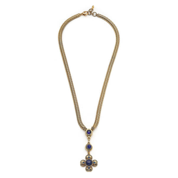 Whisper Gold Plated Chain Lapis Clover Charm Necklace - 1