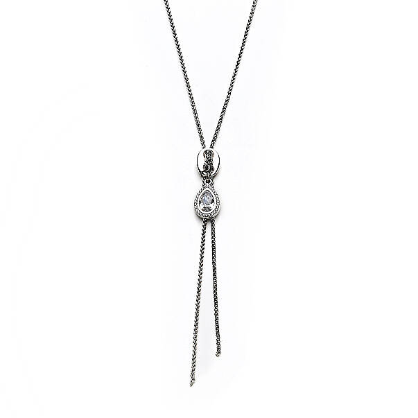 Whisper Teardrop Charm Silver Plated Chain Necklace - 3