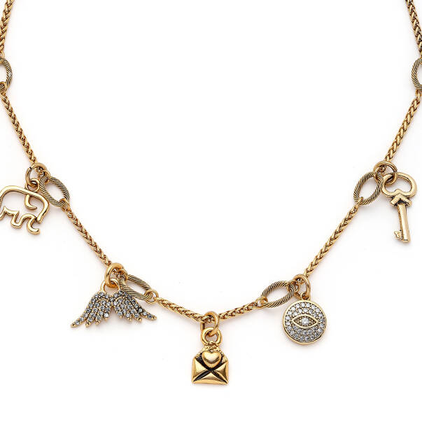 Whispers Angel Wing, Eye & Elephant Charm Chain Necklace - 3