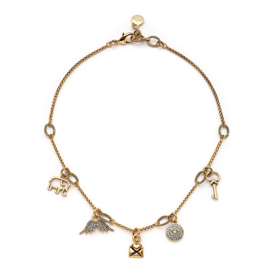 Whispers Angel Wing, Eye & Elephant Charm Chain Necklace - 