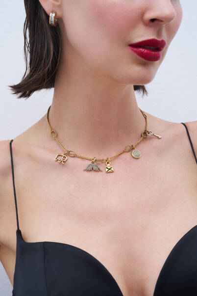 Whispers Angel Wing, Eye & Elephant Charm Chain Necklace - 2