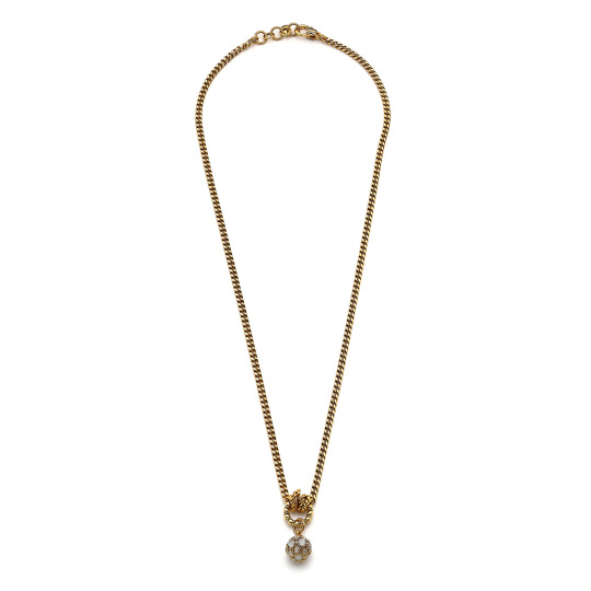 White Cloud Moon Stone Charm Gold Plated Chain Necklace 