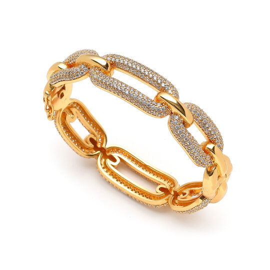 White Gold Plated Cuff Bracelet - 