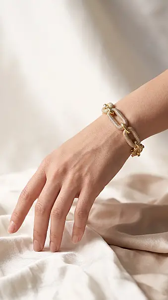 White Gold Plated Cuff Bracelet - 6