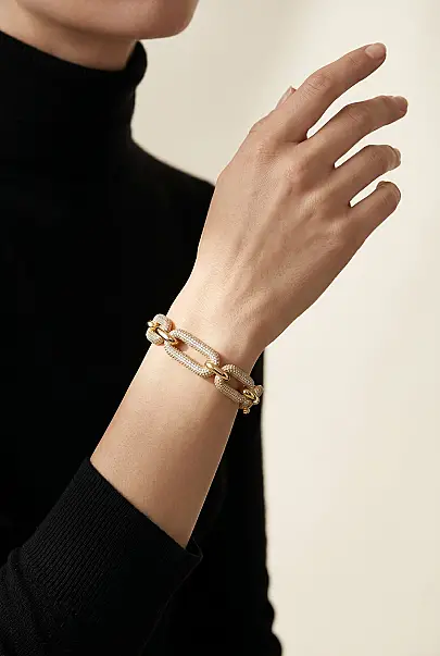 White Gold Plated Cuff Bracelet - 5