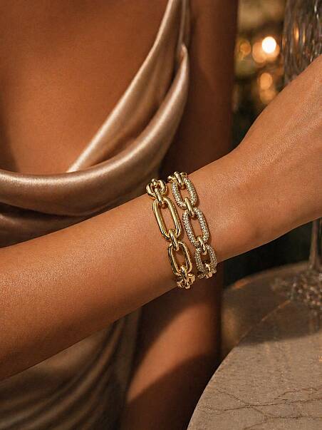 White Gold Plated Cuff Bracelet - 4