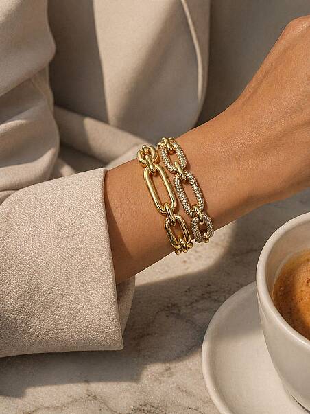 White Gold Plated Cuff Bracelet - 3