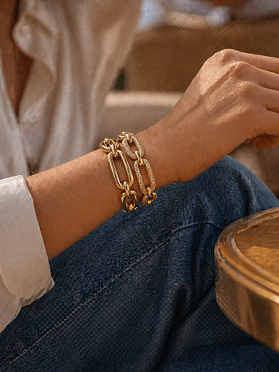 White Gold Plated Cuff Bracelet - (1)