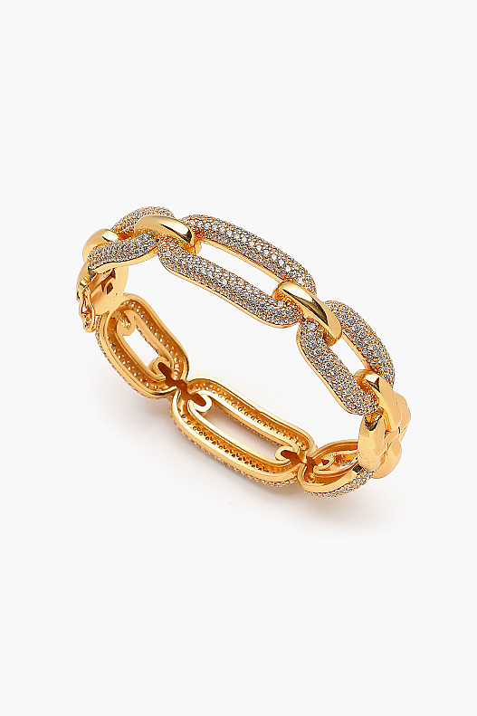 White Gold Plated Cuff Bracelet - 