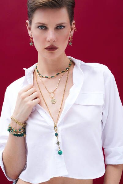 Wild Light Zircon Stone Gold Plated Chain Shahmaran - 2