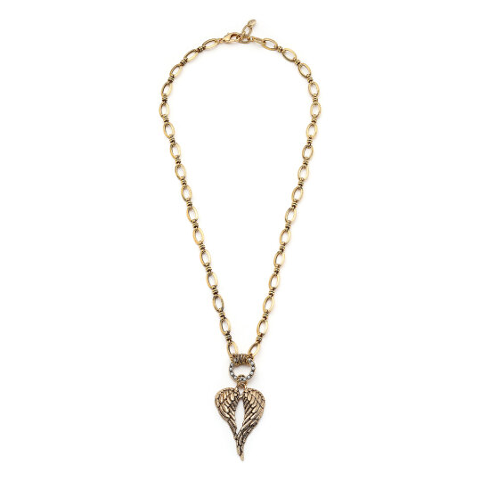 Winged Strength Angel Wing Charm Chain Necklace - (1)