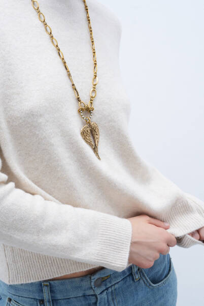 Winged Strength Melek Kanat Charm Zincir Kolye - 5