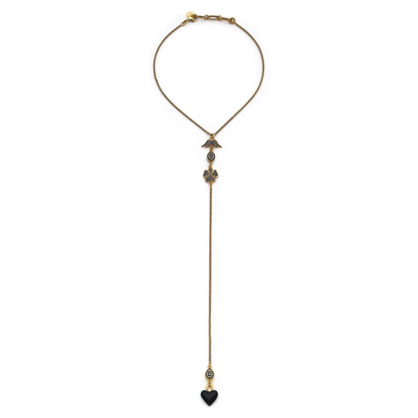 Wings , Heart & Clover Charm Chain Necklace - 1