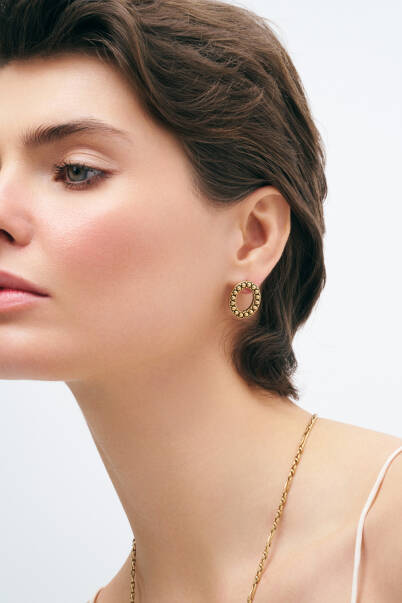 Woman Gold Plated Pinned Earrings - 2