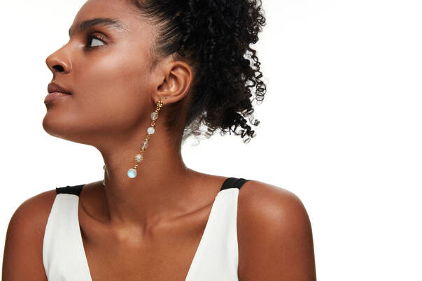 Yasmin Natural Stone Pierced Earrings - 3
