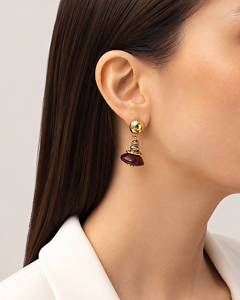 Zaira Gold Plated Pinned Earring - 2