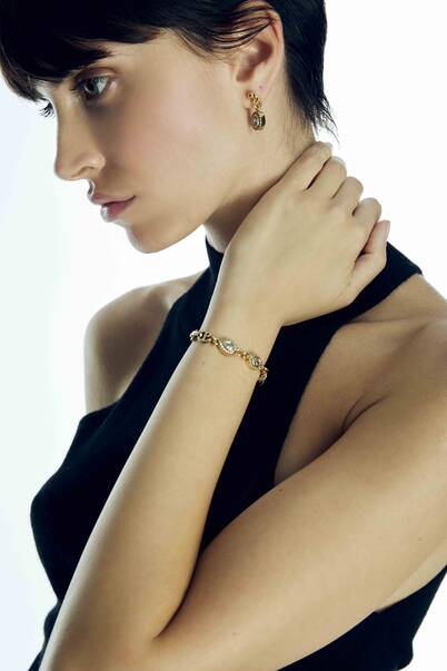 Zelda Zircon Gold Plated Pinned Earrings - 3
