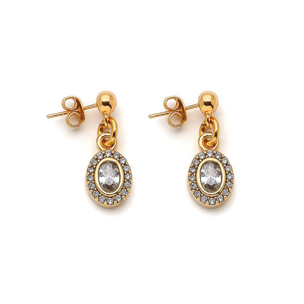 Zelda Zircon Gold Plated Pinned Earrings - 1