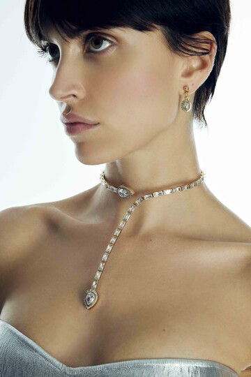 Zelda Zircon Gold Plated Pinned Earrings - (1)