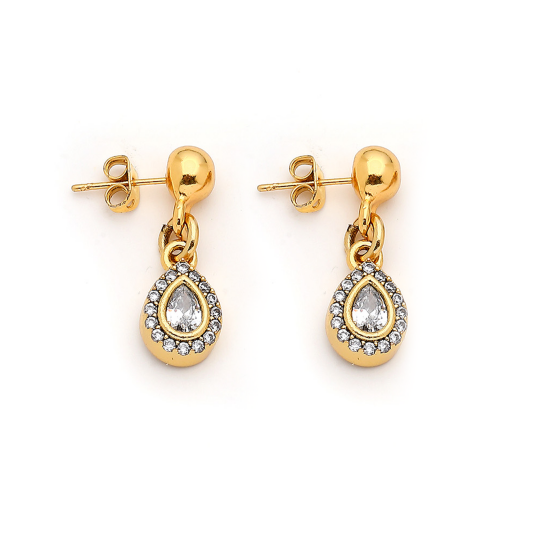 Zelda Zircon Gold Plated Pinned Earrings 