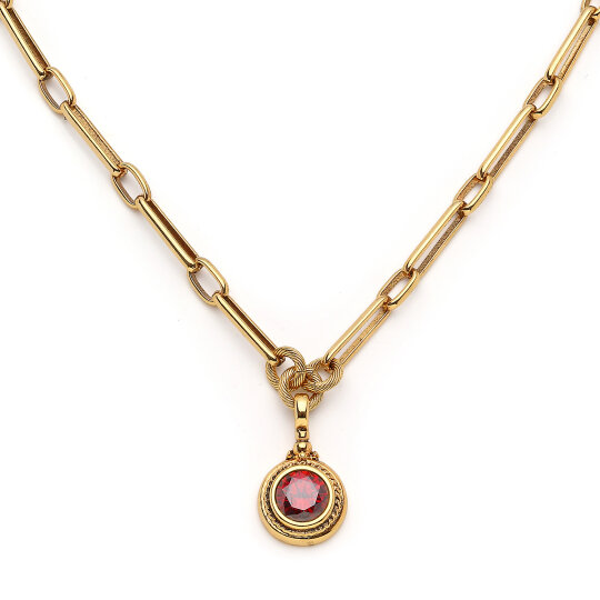 Zena Zircon Charm Gold Plated Chain Necklace - (1)