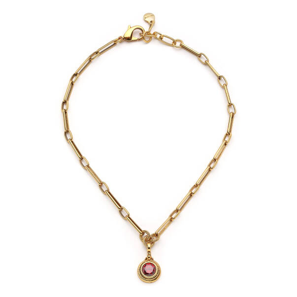 Zena Zircon Charm Gold Plated Chain Necklace - 1